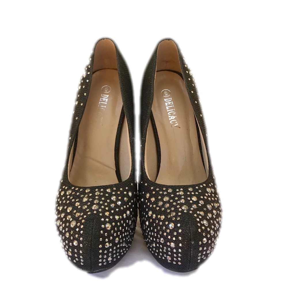 Like New Delicacy Metallic Studded Black Heels